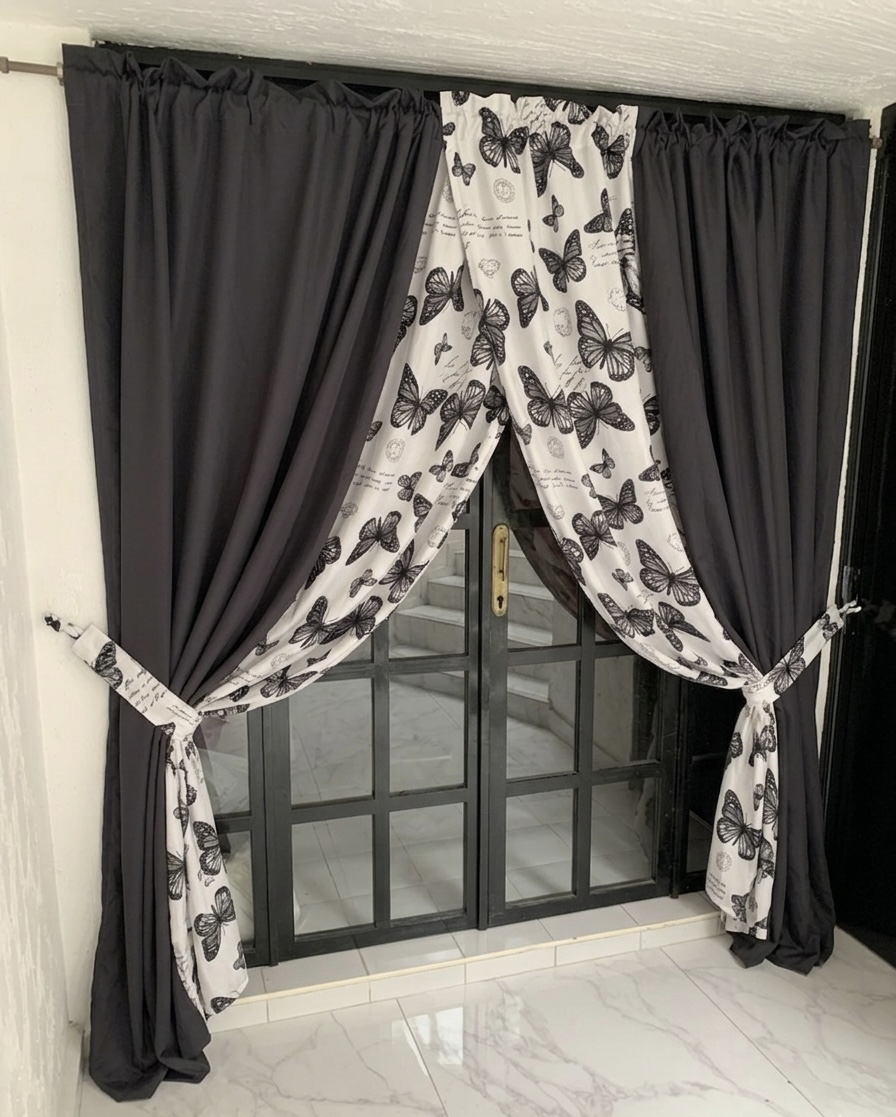 Cortinas Semicruzadas de Tafetán Estampado - Imagen 13