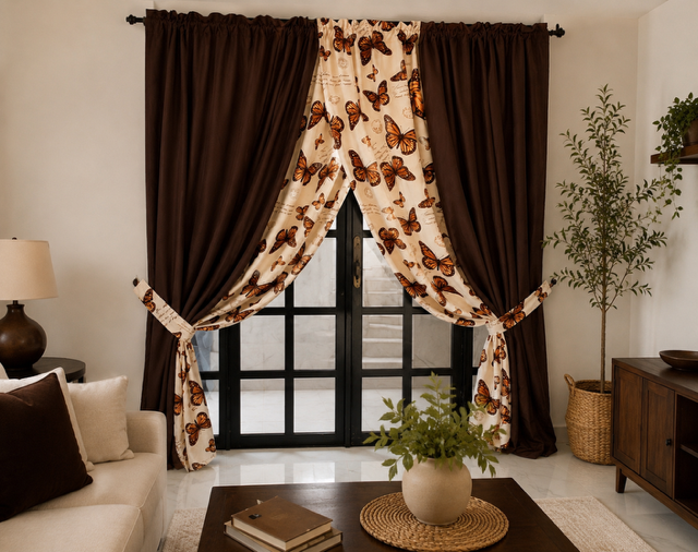 Cortinas Semicruzadas de Tafetán Estampado - Imagen 14