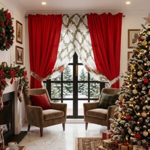 Cortinas Navideñas paneles Semicruzados