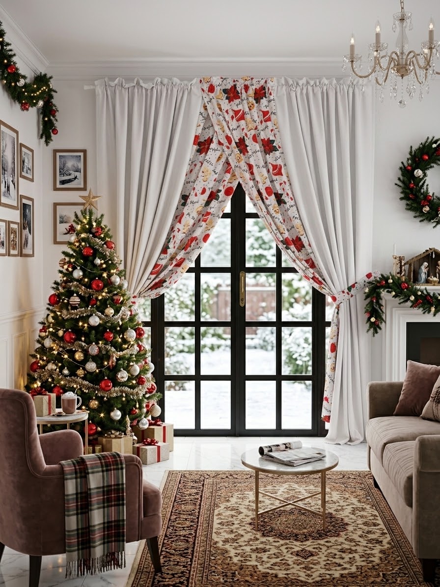 Cortinas Navideñas paneles Semicruzados - Imagen 2